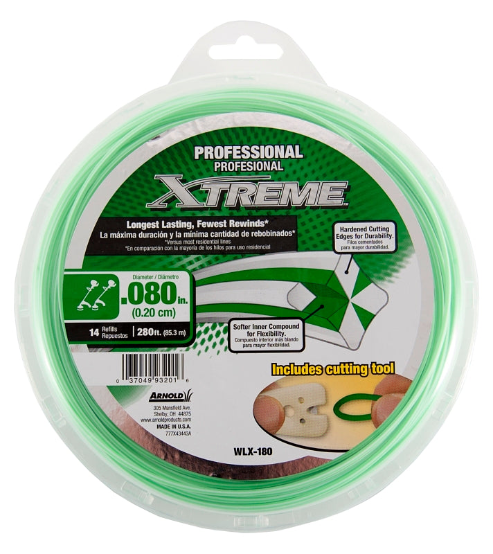 ARNOLD XTREME Arnold Xtreme Professional WLX-180 Trimmer Line, 0.080 in Dia, 280 ft L, Monofilament