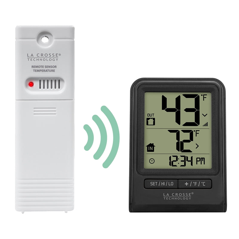 LA CROSSE TECHNOLOGY La Crosse 308-1409BT-CBP Wireless Thermometer, 2.63 in L x 1.35 in W x 3.67 in H Display, 32 to 122 deg F HOUSEWARES LA CROSSE TECHNOLOGY