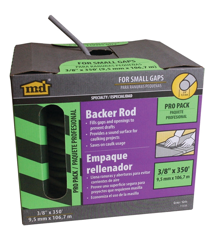 M-D M-D 71550 Backer Rod, 3/8 in Dia, 350 ft L, Polyethylene, Gray HARDWARE & FARM SUPPLIES M-D