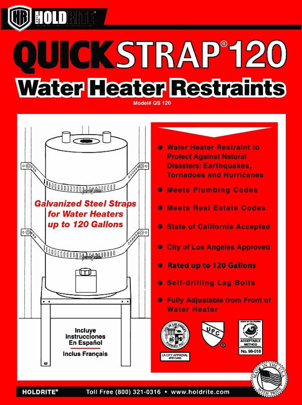 SHARKBITE Holdrite Quick Strap Series QS-120 Water Heater Strap, Steel, For: Up to 120 gal Water Heaters PLUMBING, HEATING & VENTILATION SHARKBITE
