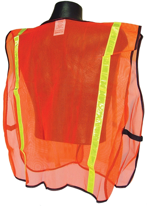 RADIANS Radians SVO1 Non-Rated Safety Vest, XL, Polyester, Green/Orange/Silver, Hook-and-Loop