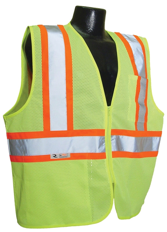 RADIANS Radians SV22-2ZGM-XL Economical Safety Vest, XL, Unisex, Fits to Chest Size: 20 in, Polyester, Green, Zipper