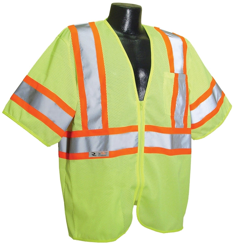 RADIANS Radians SV22-3ZGM-L Economical Safety Vest, L, Polyester, Green/Silver, Zipper