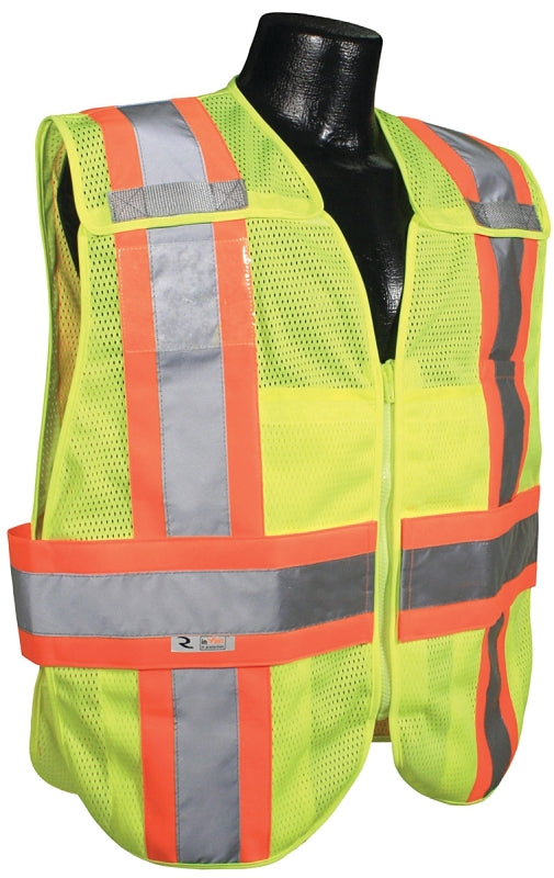 RADIANS Radians SV24-2ZGM-XL/2XL Expandable Safety Vest, XL/2XL, Polyester, Green/Silver, Zip-N-Rip