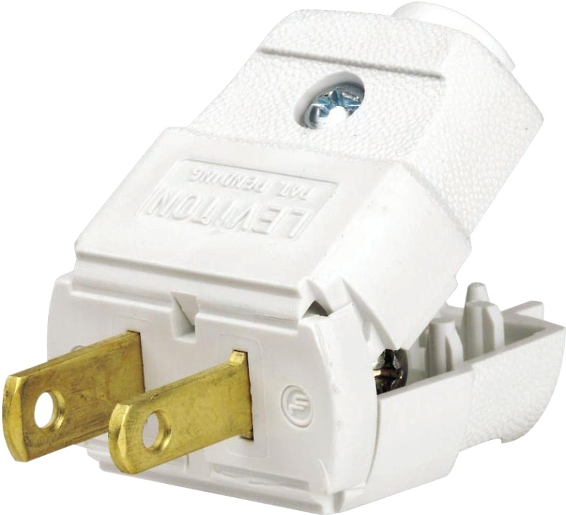 LEVITON Leviton C22-00101-0WP Electrical Plug, Polarized, 2-Pole, 15 A, 125 V, NEMA: NEMA 1-15P, White ELECTRICAL LEVITON