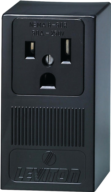 LEVITON Leviton B01-05378-000 Electrical Receptacle, Surface Mounting, 2-Pole, 125/250 V, 50 A, NEMA: NEMA 6-50R, Black ELECTRICAL LEVITON