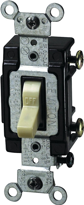 LEVITON Leviton C21-05501-LHI Series Toggle Switch, Ivory, 15 A, 120 V, Thermoplastic Housing Material ELECTRICAL LEVITON