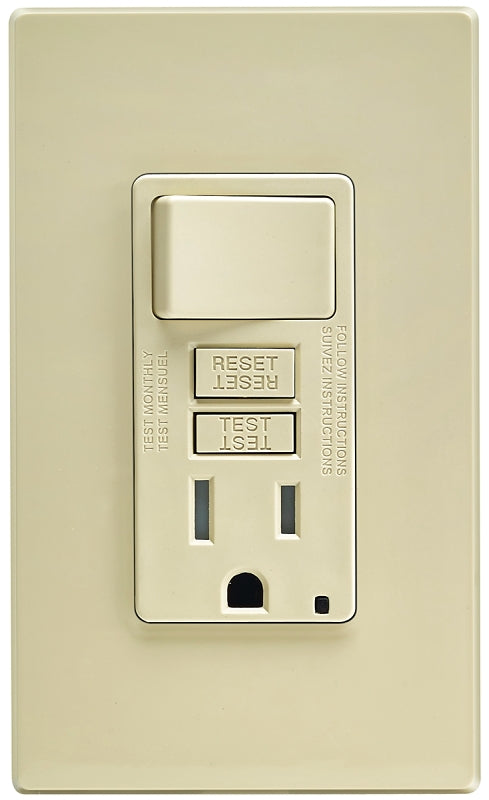 LEVITON Leviton C91-GFSW1-00I Combination Switch, 2 -Pole, 15 A, 125 V, Ivory ELECTRICAL LEVITON