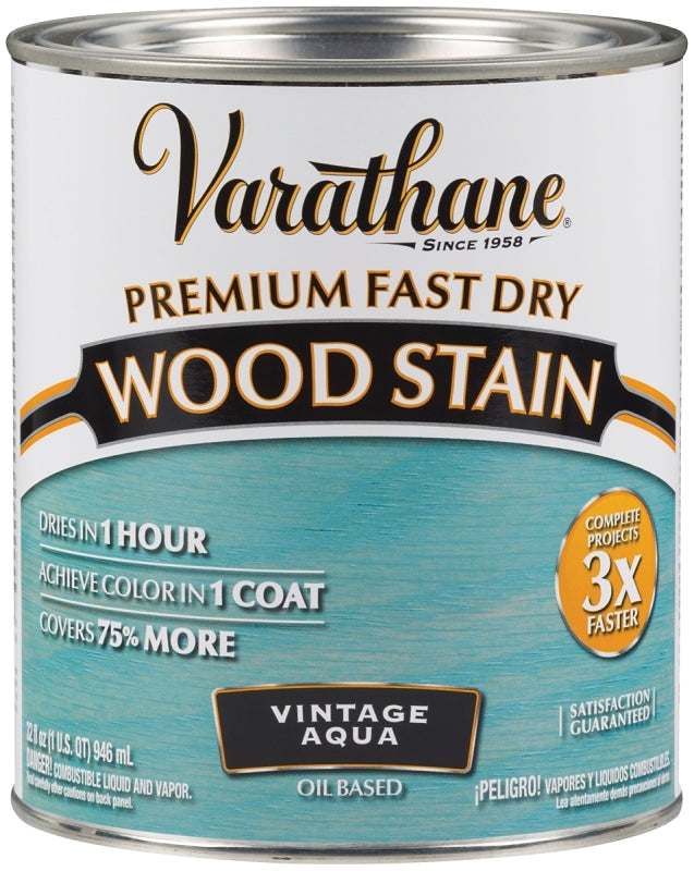 VARATHANE Varathane 297427 Wood Stain, Vintage Aqua, Liquid, 1 qt, Can PAINT VARATHANE