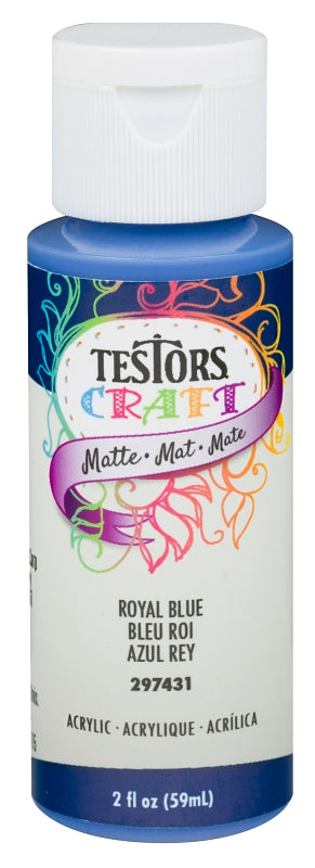 TESTORS Testors 297431A Acrylic Craft Paint, Matte, Royal Blue, 2 oz, Bottle PAINT TESTORS