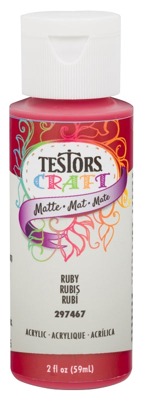 TESTORS Testors 297467 Acrylic Craft Paint, Matte, Ruby, 2 oz, Bottle PAINT TESTORS
