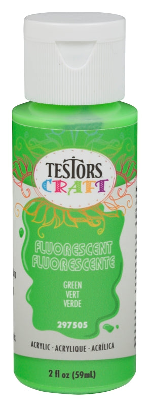 TESTORS Testors 297505 Acrylic Craft Paint, Fluorescent Green, 2 oz, Bottle PAINT TESTORS