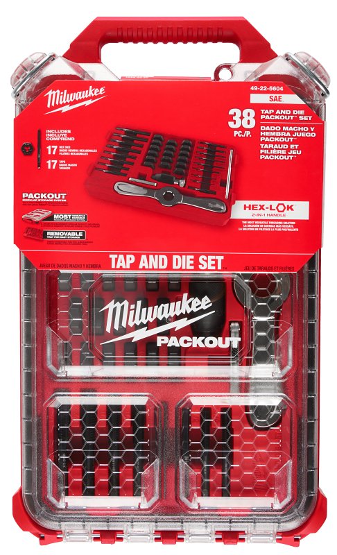 MILWAUKEE Milwaukee 49-22-5604 Tap and Die Set, 38 -Piece, Black Oxide TOOLS MILWAUKEE