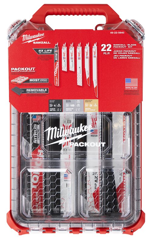 MILWAUKEE Milwaukee SAWZALL 49-22-5640 Blade Packout Kit, Carbide Cutting Edge