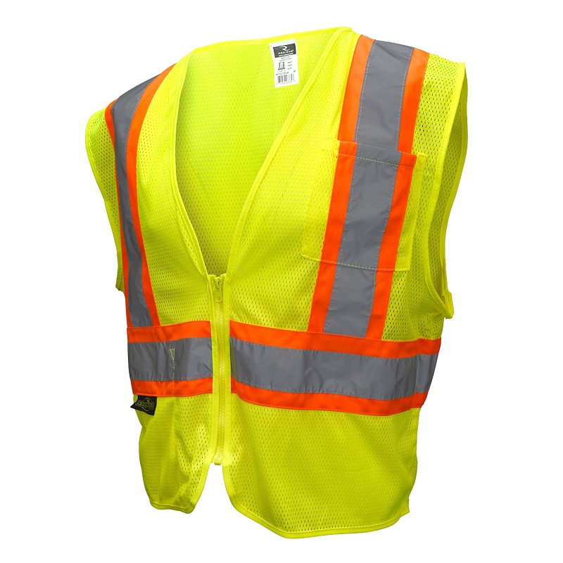 RADIANS Radwear SV22-2ZGM-3X Economy Safety Vest with Two-Tone Trim, 3XL, Unisex, Fits to Chest Size: 32 in, Polyester, Zipper CLOTHING, FOOTWEAR & SAFETY GEAR RADIANS