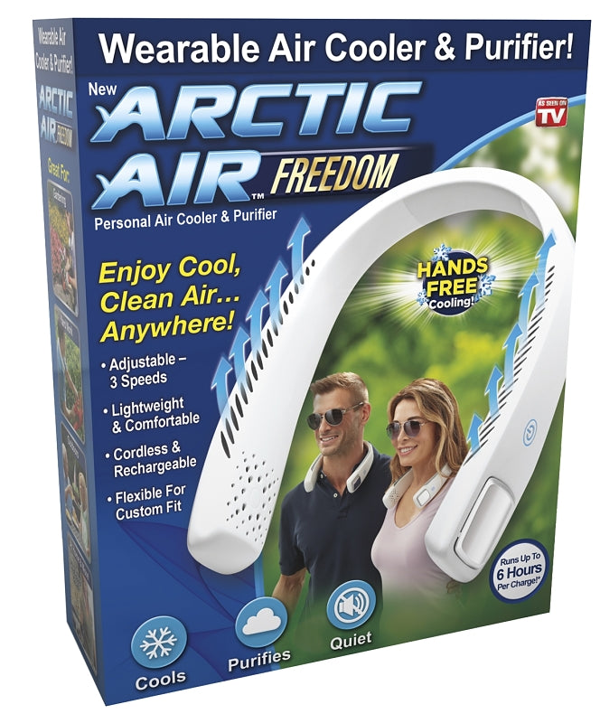 ARCTIC AIR Arctic Air AAFRT-MC12/4 Personal Wearable Air Cooler, 3 V, 1 in Dia Blade, 3-Speed, 2 cfm Air, White