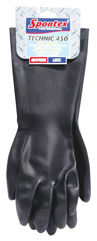 SPONTEX Spontex Technic 450 33555 Protective Gloves, L, 16-1/2 in L, Neoprene, Black