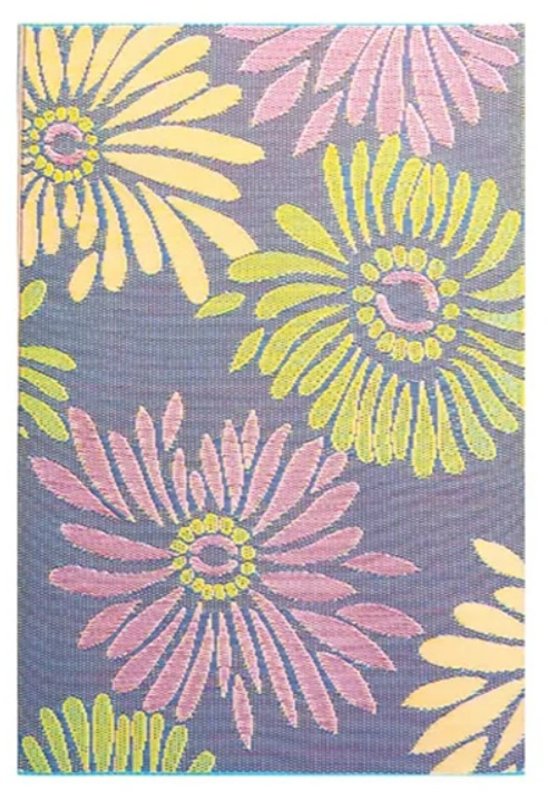 BORDER CONCEPTS INC Border Concepts 21248 Outdoor Mat, 6 ft L, 9 ft W, Daisy, Reversible Pattern, Plastic Rug, Violet