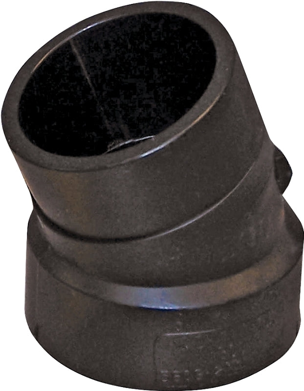 IPEX USA LLC-CANPLAS Canplas 102561BC Street Pipe Elbow, 1-1/2 in, Spigot x Hub, 22.5 deg Angle, ABS, Black