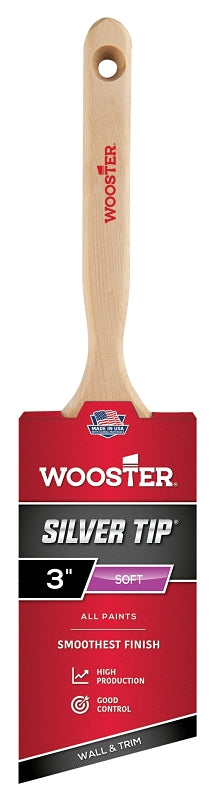 WOOSTER BRUSH Wooster 5221-3 Paint Brush, Silver/White, Birch Hardwood Handle, 3 in W, 2-15/16 in L Bristle