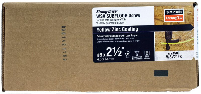 SIMPSON STRONG-TIE Simpson Strong-Tie Strong-Drive WSV WSV212S Subfloor Screw, #9 Thread, 2-1/2 in L, Rimmed Flat Head, T25 Drive HARDWARE & FARM SUPPLIES SIMPSON STRONG-TIE