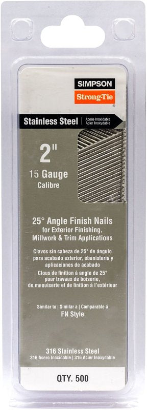 SIMPSON STRONG-TIE Simpson Strong-Tie T15N200FNB Finishing Nail, 6d, 2 in L, 15 ga Gauge, Stainless Steel, T-Style Head HARDWARE & FARM SUPPLIES SIMPSON STRONG-TIE