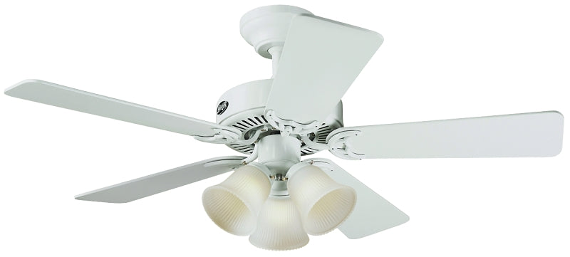 HUNTER Hunter Southern Breeze Series 51010 Ceiling Fan, 5-Blade, Bleached Oak/White Blade, 42 in Sweep, Fiberboard Blade ELECTRICAL HUNTER