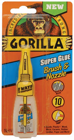 GORILLA Gorilla 7500102 Super Glue Brush and Nozzle, Liquid, Irritating, Straw/White Water, 10 g Bottle PAINT GORILLA