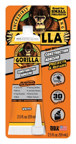 GORILLA Gorilla 8020002 Construction Adhesive, White, 2.5 oz