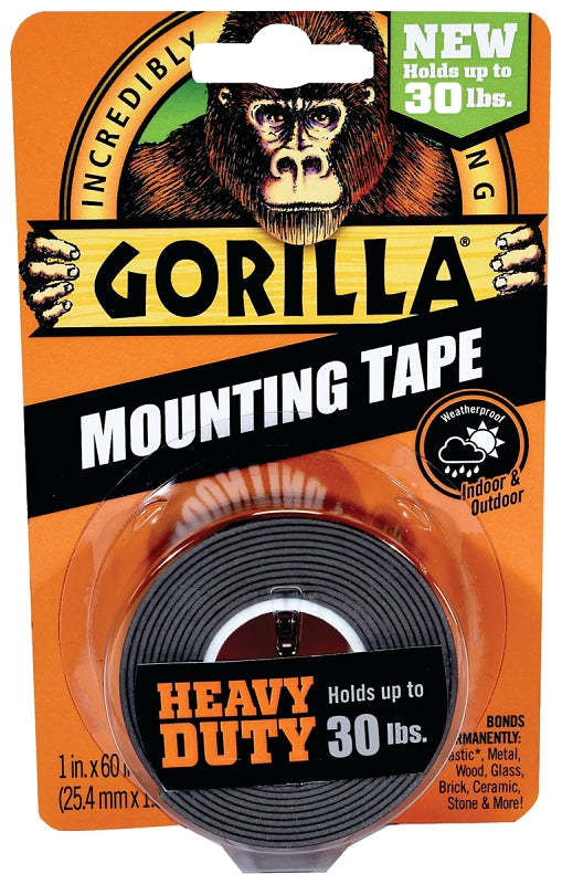 GORILLA Gorilla 6055002 Mounting Tape, 60 in L, 1 in W, Black PAINT GORILLA