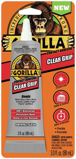GORILLA Gorilla Clear Grip 8040002 Contact Adhesive, Liquid, Characteristic, Clear, 3 oz Tube PAINT GORILLA