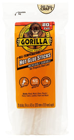 GORILLA Gorilla 3032002 Hot Glue Stick, Solid, Clear, 20 Pack