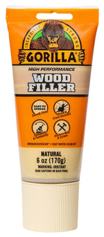 GORILLA Gorilla 107072 Wood Filler, Liquid Paste, Odorless to Mild, Tan, 6 oz Tube PAINT GORILLA