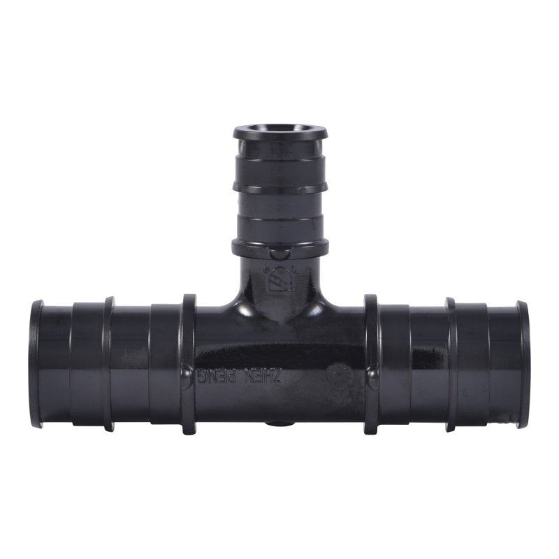 SHARKBITE SharkBite UA412A5 Expansion Reducing Tee, 3/4 x 3/4 x 1/2 in, Barb, PEX-A, Polysulfone, Black, 160 psi Pressure