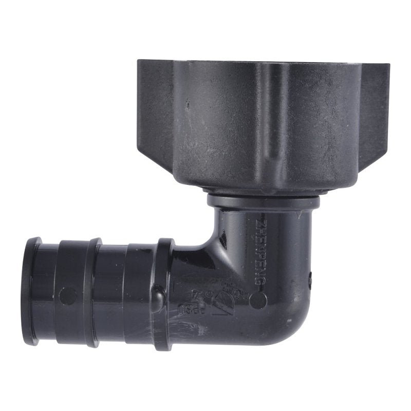 SHARKBITE SharkBite UA532A5 Swivel Pipe Elbow, 1/2 in, Barb x NPSM, 90 deg Angle, Acudel Polymer, Black, 150 to 160 psi Pressure