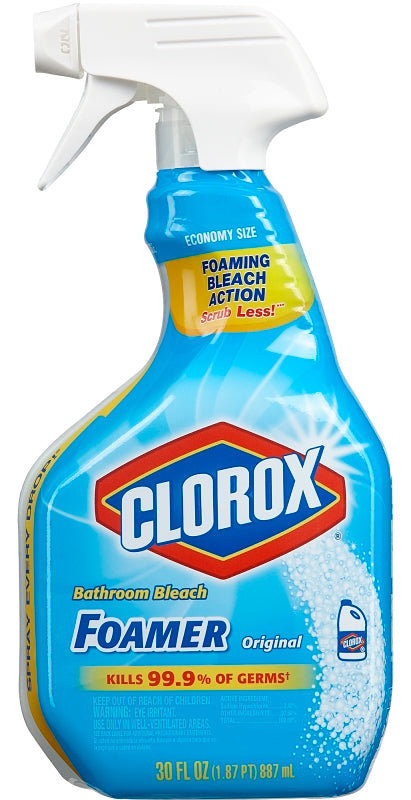 CLOROX Clorox 30614 Bathroom Cleaner, 30 oz Bottle, Liquid, Bleach, Lemon, Pale Yellow