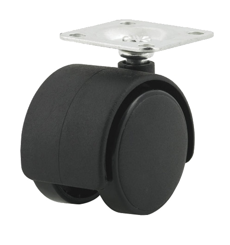 DH CASTERS Dh Casters C-T20P1BK Swivel Caster, 1-1/2 x 1-1/2 in Plate, 2-3/8 in H Dimensions, 2 in Dia Wheel, Plastic Wheel HARDWARE & FARM SUPPLIES DH CASTERS