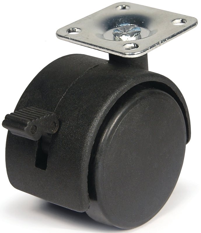 DH CASTERS Dh Casters C-T20P1BKB Swivel Caster, 1-1/2 x 1-1/2 in Plate, 2-3/8 in H Dimensions, 2 in Dia Wheel, Plastic Wheel, Black HARDWARE & FARM SUPPLIES DH CASTERS