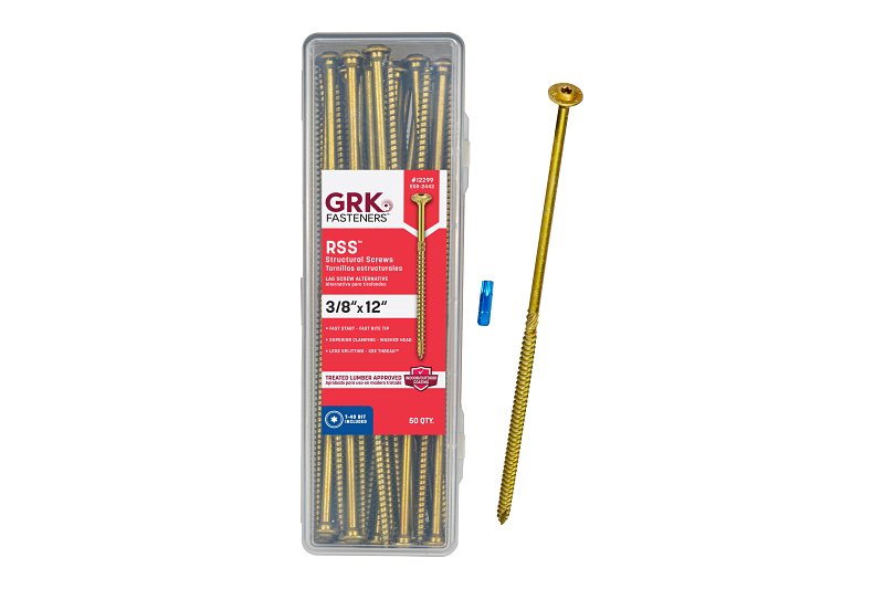 GRK FASTENERS GRK Fasteners RSS 12299 Structural Screw, 3/8 in Thread, 12 in L, Washer Head, Star Drive, Steel, 50 PK