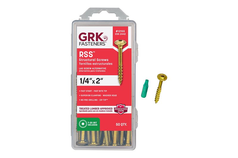GRK FASTENERS Ramset RSS 12155 Structural Screw, 2 in L, W-Cut Thread, Washer Head, Recessed Star Drive, Steel, 50 PK