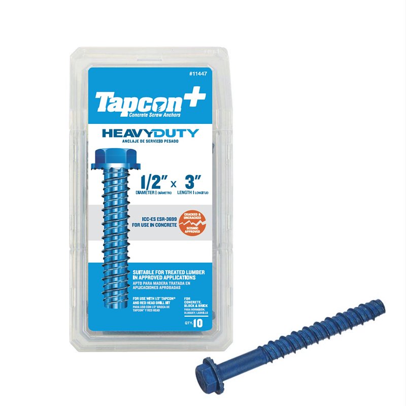 ITW BRANDS - TAPCON Tapcon+ 11447 Heavy-Duty Anchor, 1/2 in Dia, 3 in L, Steel HARDWARE & FARM SUPPLIES ITW BRANDS - TAPCON