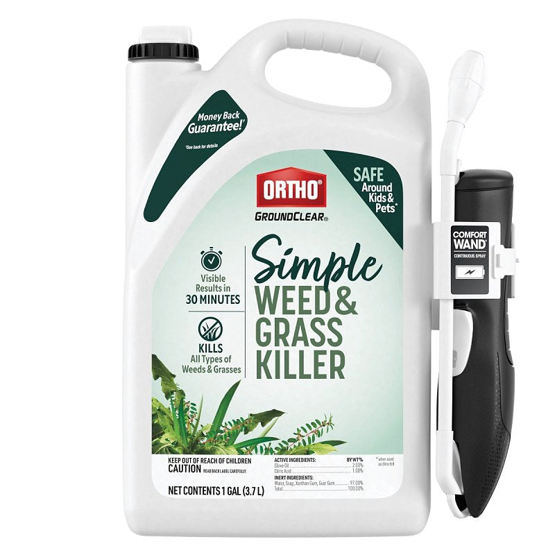ORTHO Ortho Ground Clear, Simple 4660805 Weed and Grass Killer with Comfort Wand, Liquid, Clear/White, 1 gal LAWN & GARDEN ORTHO