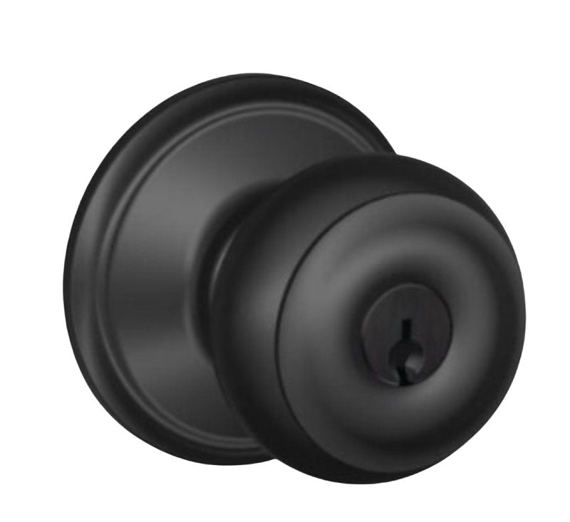 SCHLAGE LOCK Schlage F51 AG GEO 622 Entry Door Lock, Knob Handle, Matte Black, C Keyway, Commercial, 2 Grade, Turn Button HARDWARE & FARM SUPPLIES SCHLAGE LOCK