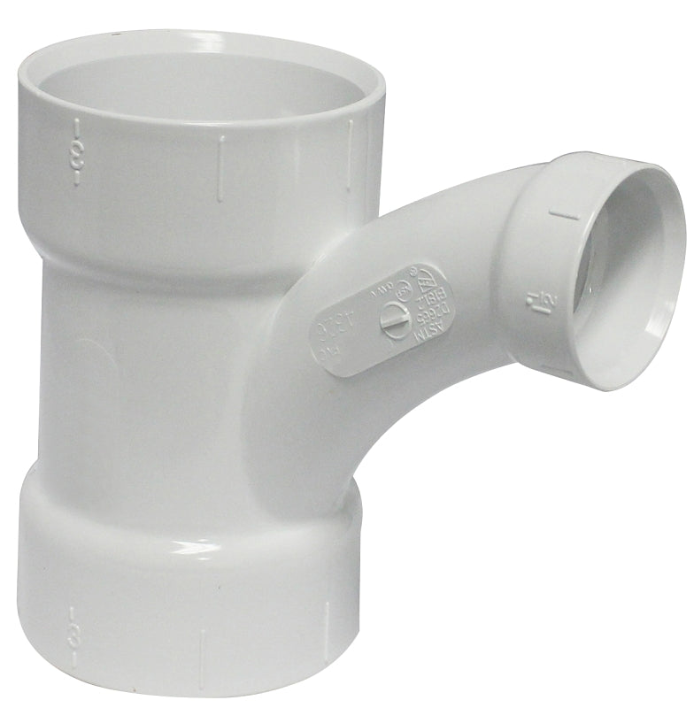 IPEX USA LLC-CANPLAS Canplas 194326 Reducing Combination Tee Pipe Wye, 3 x 3 x 1-1/2 in, Hub, PVC, White, SCH 40 Schedule