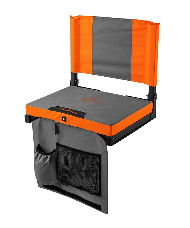 THAW Thaw THA-BOD-1001 Heated Stadium Seat, 14-1/2 in W, 17.72 in H, Black/Orange Seat