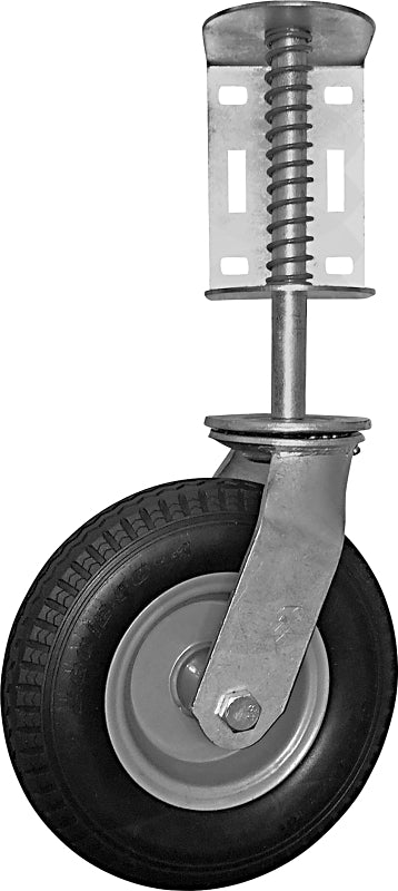 SHEPHERD Shepherd Hardware 9798 Gate Caster, 8 in Dia Wheel, 2-1/2 in W Wheel, Rubber Wheel, Black/Silver, 200 lb