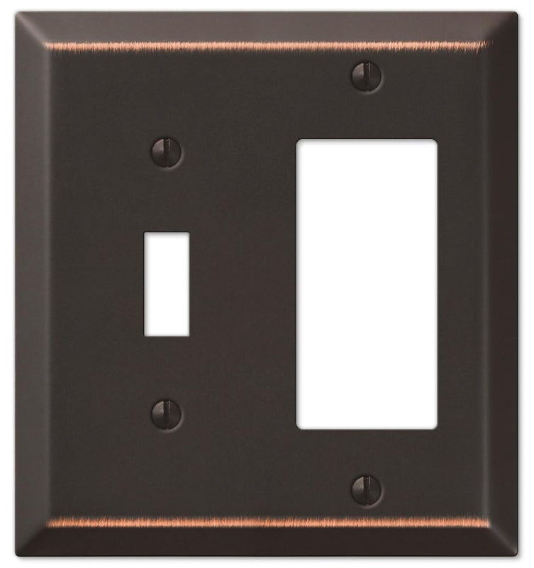 AMERELLE Amerelle 163TRDB Wallplate, 4-15/16 in L, 4-9/16 in W, 2 -Gang, Steel, Bronze, Wall Mounting