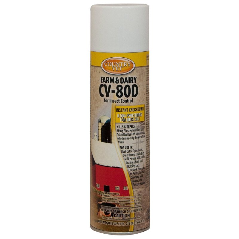 COUNTRY VET Country Vet 348318CVA CV-80D Insecticide, Gas, Amber/Light Yellow, Characteristic, 25 oz Aerosol Can