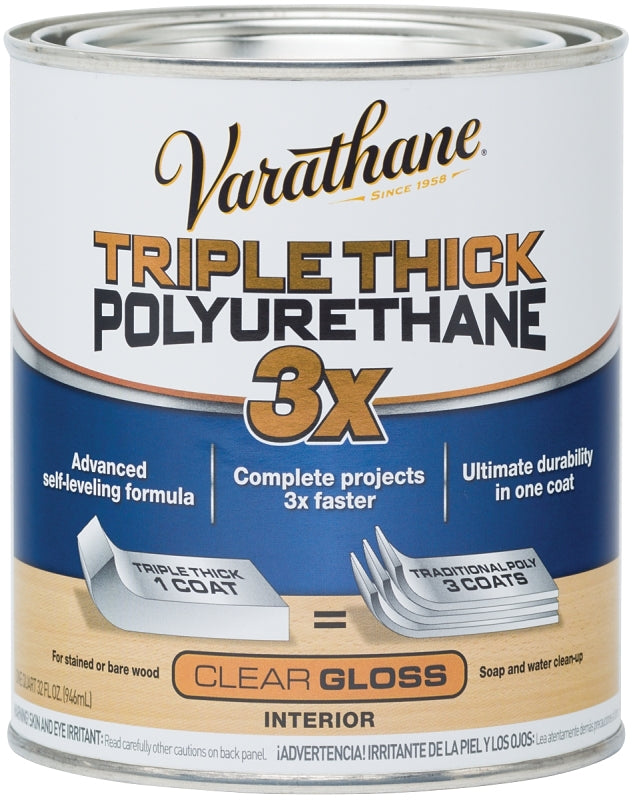 VARATHANE Varathane 284470 Polyurethane, Oil Base, Clear, Gloss, Liquid, 1 qt Can, 1.03 Specific Gravity PAINT VARATHANE