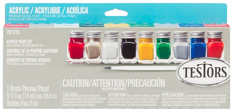TESTORS Testors 281235 Craft Paint Set, 0.25 oz, Includes: Red, Black, Gold, Silver, Gloss White and Gloss Yellow Acrylic Paints PAINT TESTORS